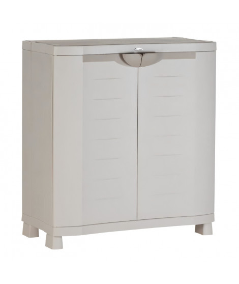 SPACESAVER 90 PLASTIKEN Armoire basse 2 portes avec étageres - l 90 x p 45 x h 100 cm - Gamme Space SAVER - Intérieur et Exté…