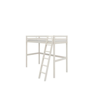 Lit mezzanine enfant - 90 x 190 cm - Pin massif blanchi - Sommier inclus - ERIKA