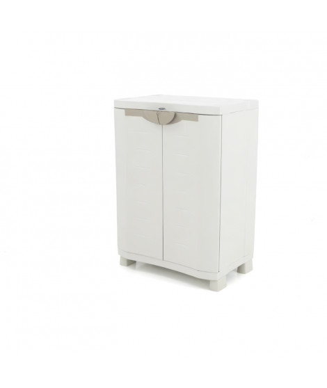 SPACESAVER 70 PLASTIKEN Armoire basse 2 portes avec étageres - l 70 x p 45 x h 100 cm - Gamme Space SAVER - Intérieur et Exté…