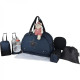 Baby on board- sac a langer - week end team moonlight - sac de voyage bébé - Chiné marine détails cuir noir sac grand format …