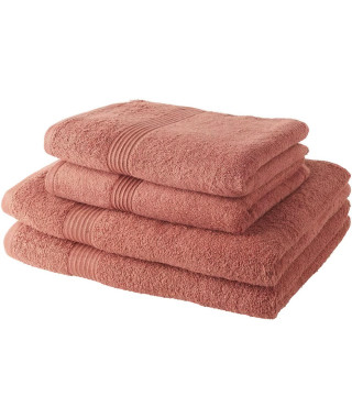 TODAY Lot de 2 Serviettes de Bain 50x100 cm + 2 Draps de Bain 70x130 cm Terracotta 100% coton