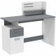 PLATON Bureau 1 porte 1 tiroir Blanc et gris - L 121,5 x H 109,7 x P 55,1 cm