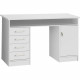 ALICANTE Bureau a clés, 1 porte, 4 tiroirs - Décor papier blanc - L 126 x P 55 x H 76 cm