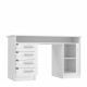 ALICANTE Bureau a clés, 1 porte, 4 tiroirs - Décor papier blanc - L 126 x P 55 x H 76 cm