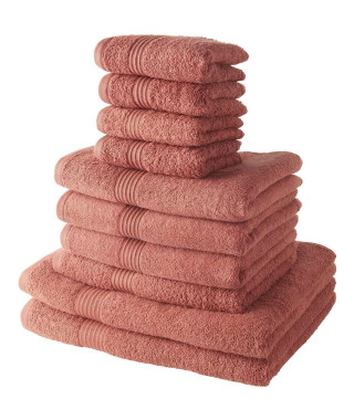 TODAY Lot de 4 Serviettes Invité 30x50 cm + 4 Serviettes de Bain 50x100 cm + 2 Draps de Bain 70x130 cm 100% coton Terracotta