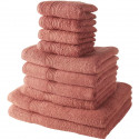 TODAY Lot de 4 Serviettes Invité 30x50 cm + 4 Serviettes de Bain 50x100 cm + 2 Draps de Bain 70x130 cm 100% coton Terracotta