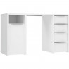 BILBAO Bureau 1 porte 4 tiroirs - Décor papier blanc - L 125 x P 50 x H 75 cm