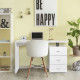 Bureau avec 3 tiroirs - MINISTER -  MDF finition mélaminé et laqué UV haute brillance blanche - L120 x P55 x H76 cm