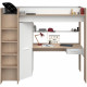 PARISOT HIGH Lit combiné mezzanine enfant - Décor chene et blanc - Sommier inclus - 90 x 200 cm