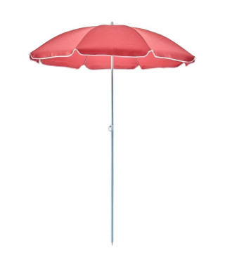 Parasol rond - Arc 1,80 m - Structure en polyester anti-uv - Blanc et rouge