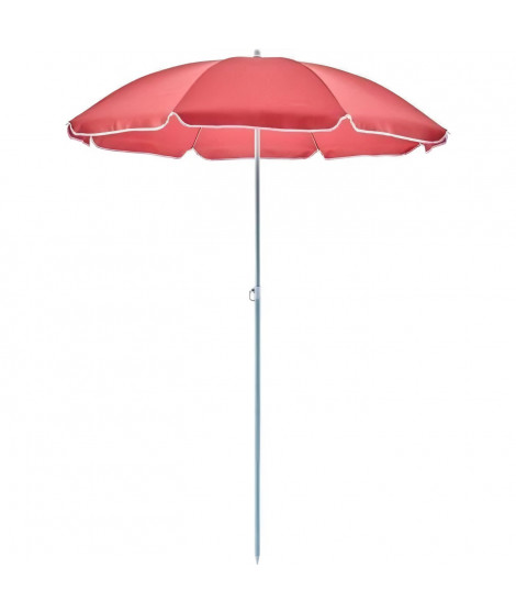 Parasol rond - Arc 1,80 m - Structure en polyester anti-uv - Blanc et rouge