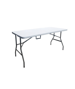 Table de réception pliante 6 personnes -  150 cm - Structure acier et plateau en polyéthylene PEHD - Blanc