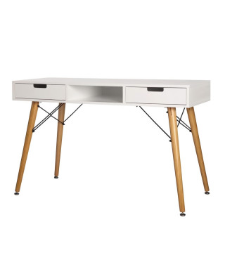 TWIN Bureau 2 tiroirs - Blanc - L 120 x P 55 x H 73 cm