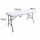 Table de réception pliante 6 personnes -  150 cm - Structure acier et plateau en polyéthylene PEHD - Blanc