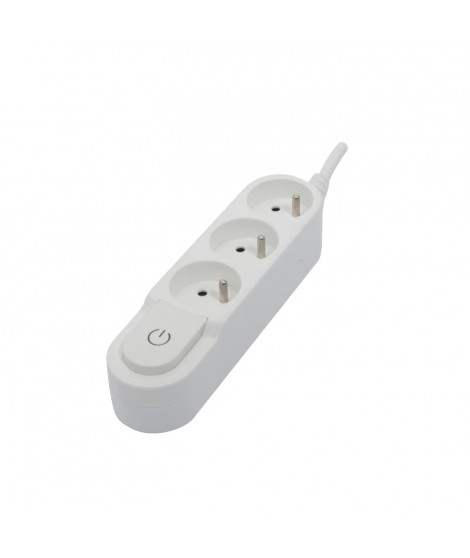 CHACON Bloc multiprise 3 prises 16 A avec interrupteur, câble 1,5 m HO5VV-F 3x1,5 mm² blanc