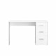 ESSENTIELLE Bureau 3 tiroirs - Décor Blanc - L 121,2 x P 74,3 x H 55 cm