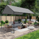 Tonnelle de jardin - en acier avec toit en toile gris - L296 x P400 X H201/286 cm