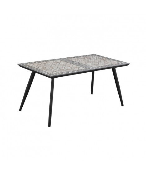 Table a manger de jardin -Style bohémien -162 cm - Acier thermolaqué + carreaux de céramique