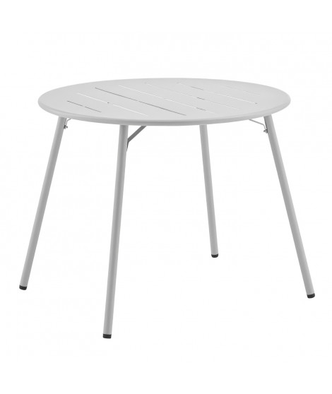 Table de jardin ronde - 90 cm - Acier - Gris