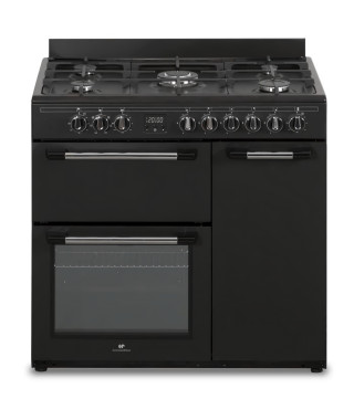 Cuisiniere piano gaz 3 fours électriques CONTINENTAL EDISON CECP903FB - 5 feux - Noir - Largeur 90 cm