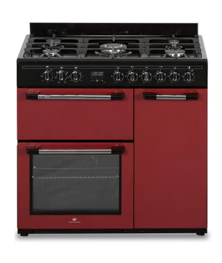 Cuisiniere piano gaz 3 fours électriques CONTINENTAL EDISON CECP903FBXD 5 feux - Bordeaux - Largeur 90 cm