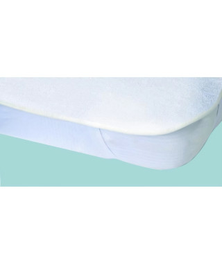 Protege-matelas Alese imperméable Elasretane éponge bouclette 100% coton 80x190 cm blanc