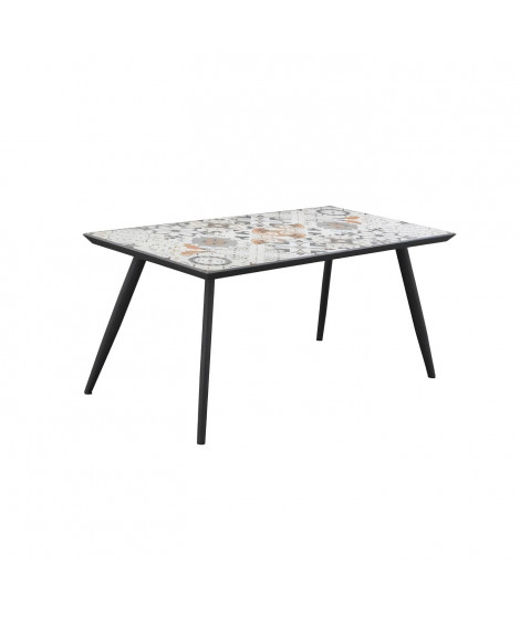 Table a manger de jardin -Style zellige -162 cm - Acier thermolaqué + carreaux de céramique