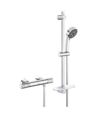 GROHE Robinet de douche thermostatique Precision Feel, pommeau de douche Vitalio Comfort 3 jets, 34791000