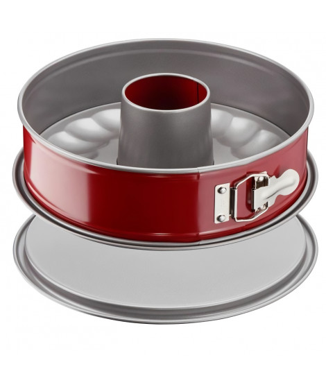 TEFAL Moule a savarin Delibake en acier - Ø 19 cm - Rouge et gris - Avec charniere