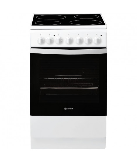 INDESIT IS5V4PHW/E - Cuisiniere, Blanc, Table Vitrocéramique, 50cm, 4 zones de cuisson, Manettes, Four CN, Hydrolyse, 61L