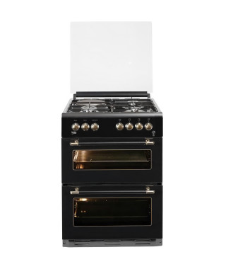 BEKO FDF63110DBR - Cuisiniere table mixte gaz / électrique - 4 zones - Double four électrique - 49 L - 38 L - A - L60 x H 85 cm