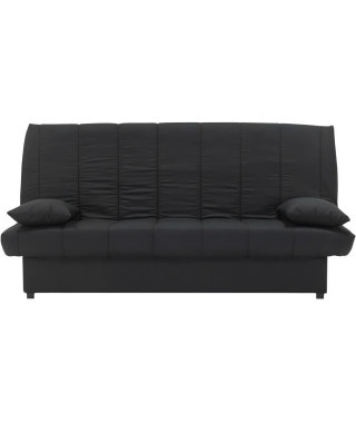 MILA Banquette clic clac 3 places - Tissu noir - Slyle contemporain - L 190 x P92 cm