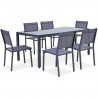 Ensemble table de jardin 180 cm + 6 chaises aluminium gris