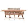 Ensemble repas de jardin  8 a 12 personnes - Table extensible 200/250/300 x 100cm + 6 chaises - Bois Eucalyptus FSC