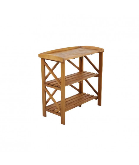 Desserte de service pliante en acacia avec plateau - 40x82x84 cm - Bois FSC - Couleur bois Naturel