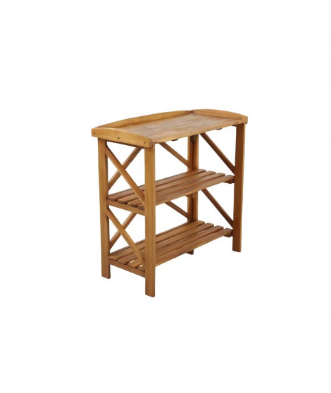 Desserte de service pliante en acacia avec plateau - 40x82x84 cm - Bois FSC - Couleur bois Naturel