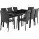 Ensemble repas de jardin - table en verre trempé et 8 chaises en résine tressée noir - Table 200 x 100 x73 cm - Chaise : 44 x…