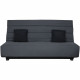 Banquette Clic clac Dunlopillo - Tissu Gris + 2 coussins Noir - L 194 x P 98 x H 102 cm - ALEX