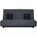 Banquette Clic clac Dunlopillo - Tissu Gris + 2 coussins Noir - L 194 x P 98 x H 102 cm - ALEX