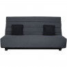 Banquette Clic clac Dunlopillo - Tissu Gris + 2 coussins Noir - L 194 x P 98 x H 102 cm - ALEX