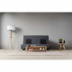 Banquette Clic clac Dunlopillo - Tissu Gris + 2 coussins Noir - L 194 x P 98 x H 102 cm - ALEX