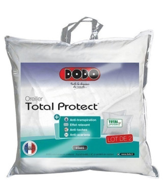 DODO Lot de 2 oreillers Total Protect 65x65 cm blanc