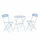 Ensemble de jardin bistrot 2 personnes - Table ronde motif 60 cm + 2 chaises - Acier  thermolaqué - Bleu