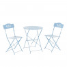 Ensemble de jardin bistrot 2 personnes - Table ronde motif 60 cm + 2 chaises - Acier  thermolaqué - Bleu