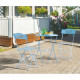 Ensemble de jardin bistrot 2 personnes - Table ronde motif 60 cm + 2 chaises - Acier  thermolaqué - Bleu