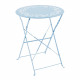 Ensemble de jardin bistrot 2 personnes - Table ronde motif 60 cm + 2 chaises - Acier  thermolaqué - Bleu