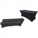 Housse table reception 180x74cm + 2 bancs - noir