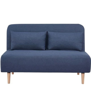 Banquette BZ 2 places - Style scandinave bleu foncé - L 130 x P 90 x 81 cm - DEPLO