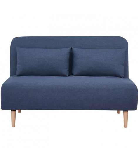 Banquette BZ 2 places - Style scandinave bleu foncé - L 130 x P 90 x 81 cm - DEPLO