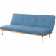 AMALIA Banquette clic clac 3 places capitonné - Tissu bleu - L 180 x P 67 x H 80 cm